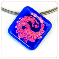 yinyang drache glasschmuck halskette blau